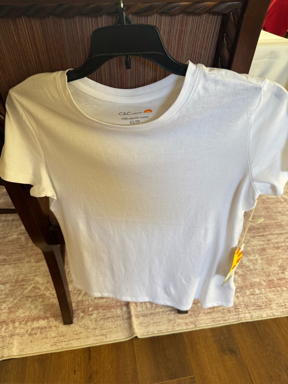 C&C California White Organic Cotton Crew Tee with Sun Logo